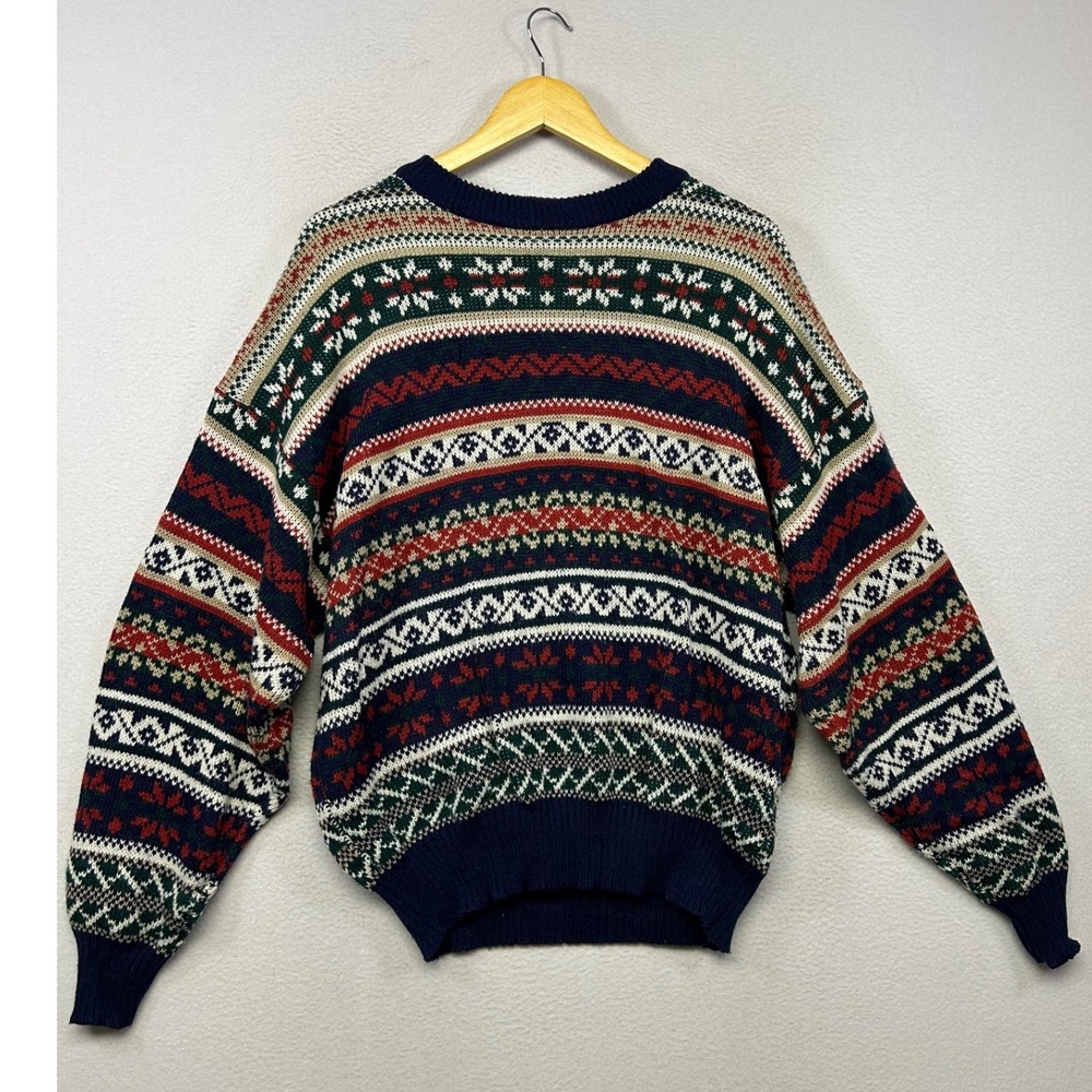 Vintage Cabin Stoneriver Outfitters Mens Large Navy Fair Isle Crewneck Sweater